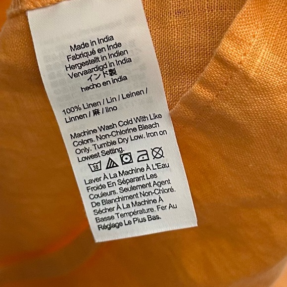 J. Crew Orange 100% linen Ruffle Neck Sleeveless Tank 51781 - Picture 8 of 11